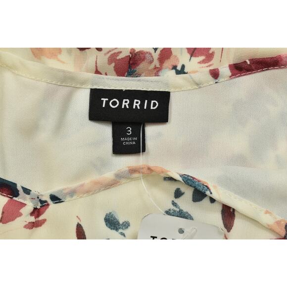 Torrid Plus Size 3 Midi Chiffon Pleated Floral Dress W/ Pockets Polyester NEW - Picture 7 of 8